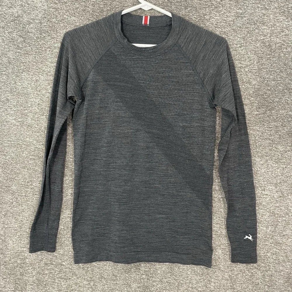 Tracksmith Shirt Womens Small Gray Merino Wool Long Sleeve Raglan Base Layer - Picture 1 of 9